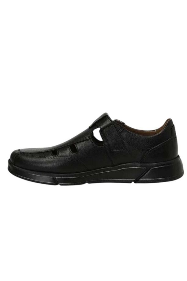 107409 4FX Siyah Erkek Comfort Deri Sandalet - 3