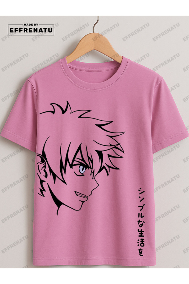 Anime Printed T-Shirt for Youth Black and White Balloon