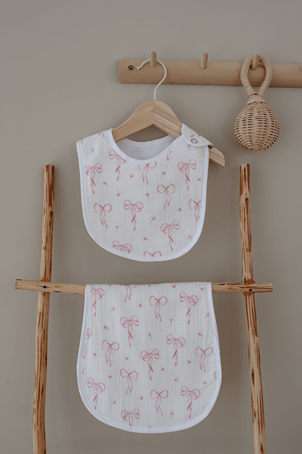 Muslin Apron and Shoulder Cloth - Pureline Series - Dainty Bows