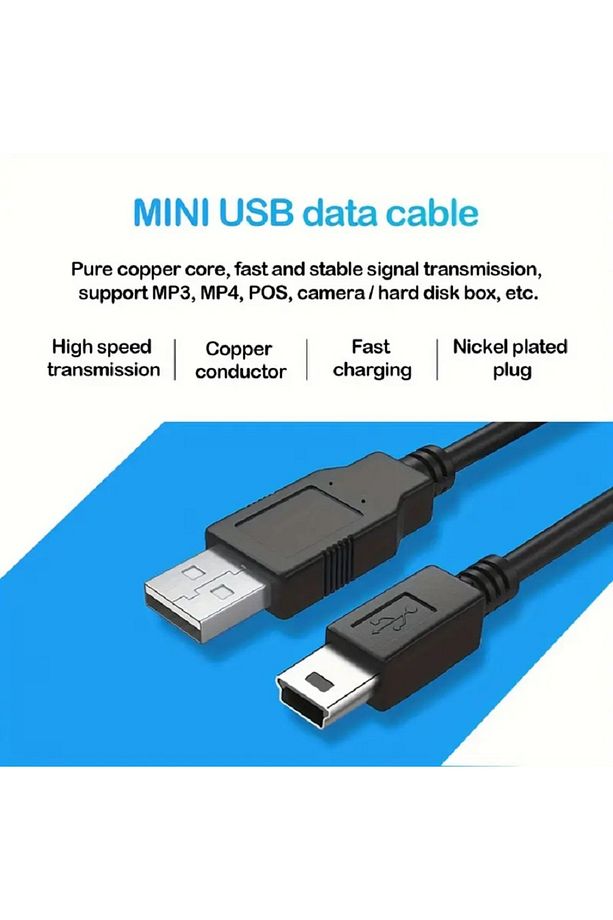3 Metre 3m Mini Usb To Usb Data Şarj Kablosu Kamera Mp3 Ps3 Radyo Navigasyon Şarj Kablosu Piramit Uç - 4