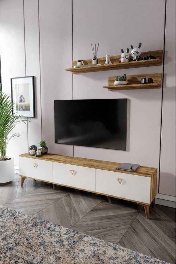 Simple Modern 180 Cm SMP18033 Tv ünitesi 2 Raflı Eekru Ceviz - 1