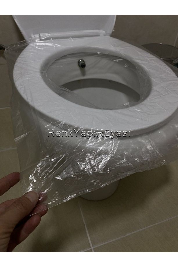 Tek kullanımlık kılozet kapak örtüsü, kullan at klozet örtüsü, kılozet için hijyen poşeti, 50 ADET - 2