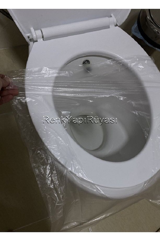 Tek kullanımlık kılozet kapak örtüsü, kullan at klozet örtüsü, kılozet için hijyen poşeti, 50 ADET - 5