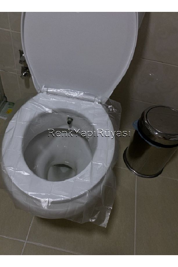 Tek kullanımlık kılozet kapak örtüsü, kullan at klozet örtüsü, kılozet için hijyen poşeti, 50 ADET - 1