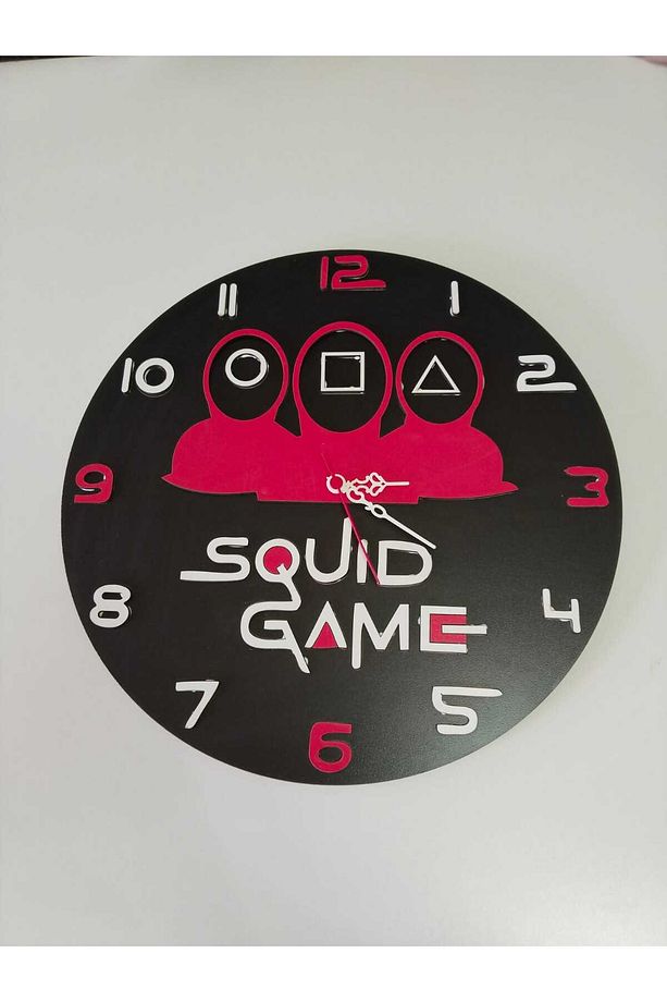 Squid game duvar saati Modern ahşap canlı renkler ve çok şık saat - 6