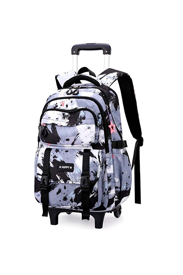 Children's Rolling Trolley Backpack in Black