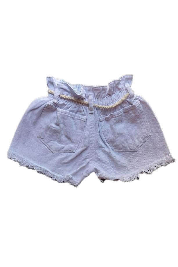 KIZ ÇOCUK BELİ HASIR İP KEMERLİ PÜSKÜLLÜ YENİ MODA TARZ ŞORT - 4