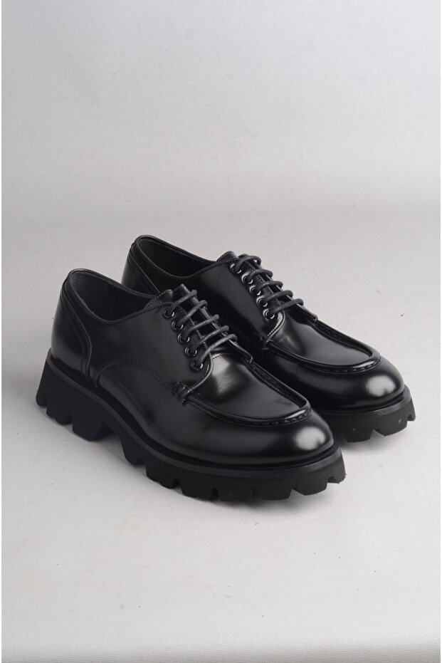 Seç 20277 Genuine Leather Special Design Men's Shoes Black Opening