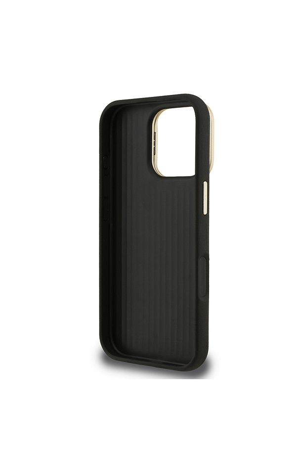 iPhone 16 Pro Max Uyumlu Kılıf Guess Lisanslı Grained Yazı Logolu Kamera Standlı Kapak Siyah - 4