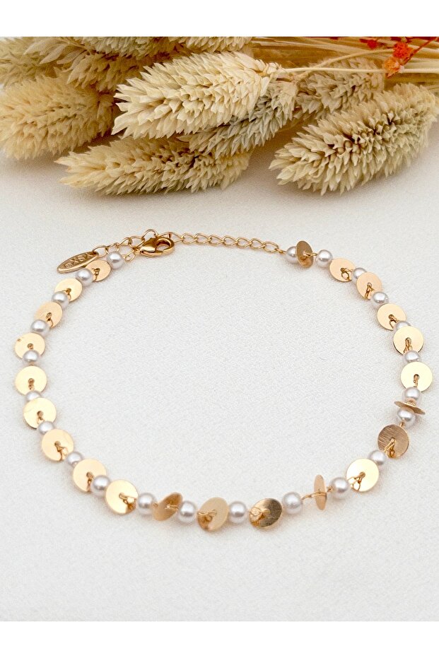 Pullu İncili Çelik Halhal - 1