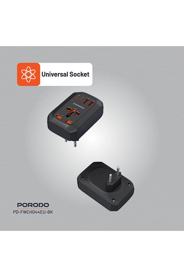 Evrensel Prizli Seyahat Adaptörü, 2500W AC, PD 20W Hızlı Şarj, 2 USB-C ve 2 USB-A Portu Avrupa Fişli - 7