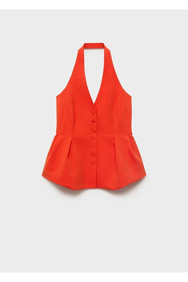 Halter yaka peplum yelek - 3