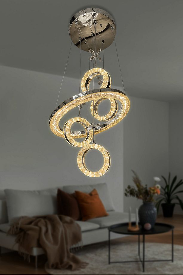 Lumina 4 lü Modern Sarkıt Led Avize Kumandasız Krom - 2