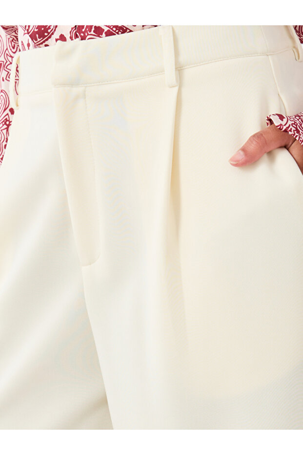 بنطلون محبوك واسع الساق مطوي - 3