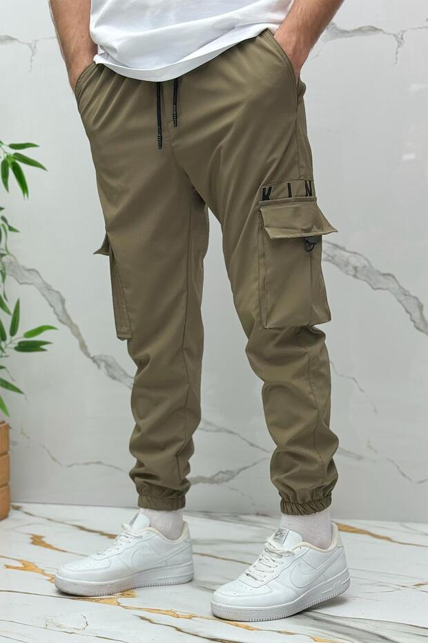 Men's Parachute Jogger Trousers with Elastic Legs (Slim Fit)