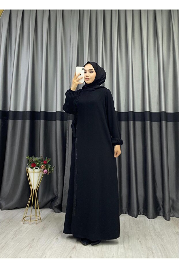 YANDAN BAĞLAMALI TAŞLI FERACE - 2