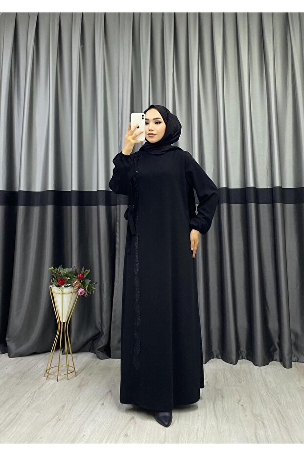 YANDAN BAĞLAMALI TAŞLI FERACE - 3