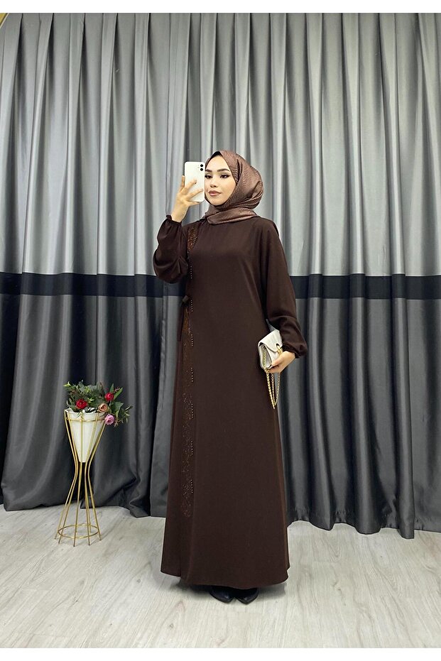 YANDAN BAĞLAMALI TAŞLI FERACE - 1