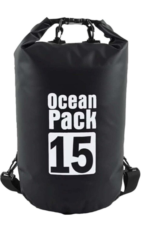 15L Black Double-Strap Waterproof Outdoor Sport PVC Bag