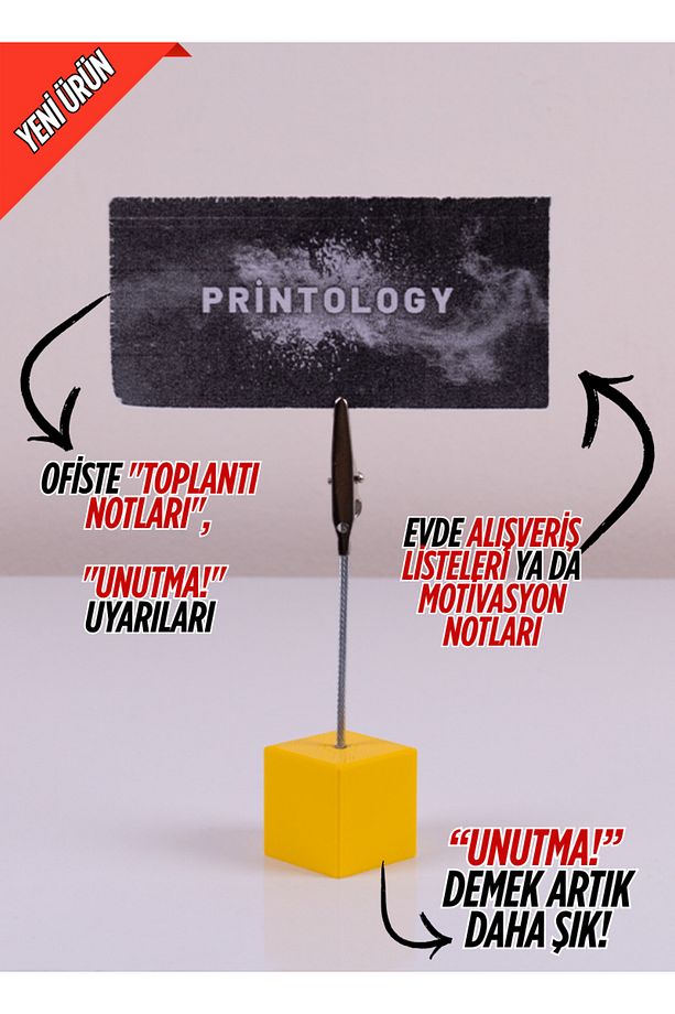 Metal Not Tutucu Metal Kıskançlı Notluk Sarı Masaüstü Not Tutacağı - 1