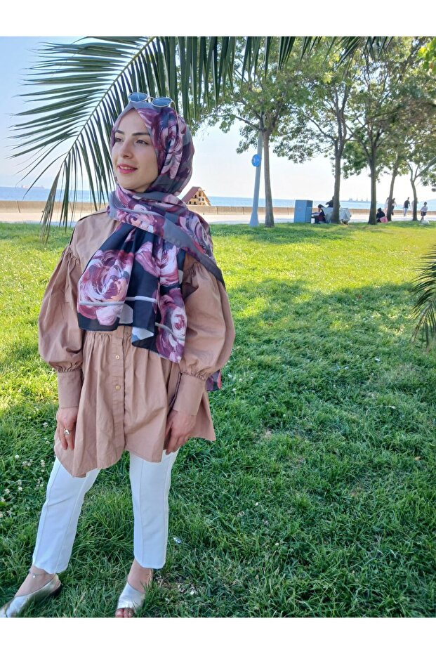 شال قطن بنمط الأزهار - 2