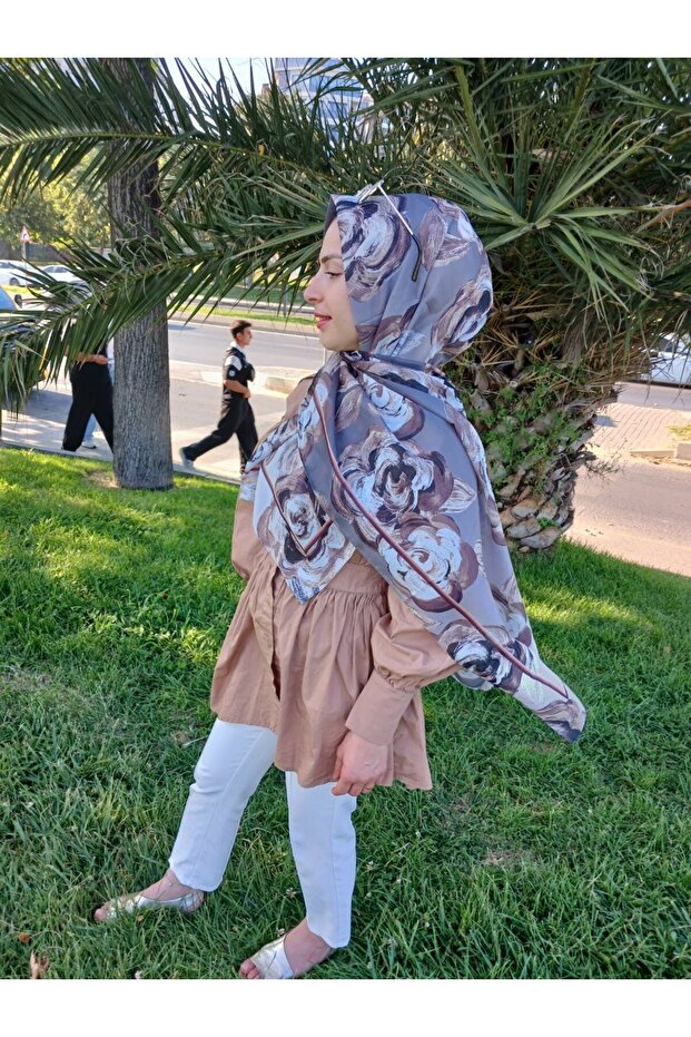 شال قطن بنمط الأزهار - 6