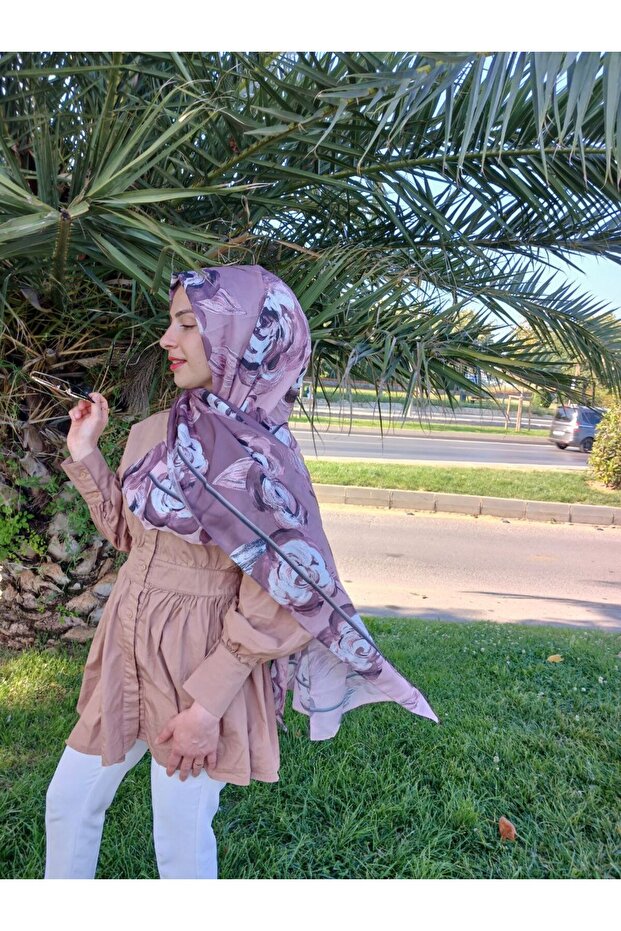 شال قطن بنمط الأزهار - 2