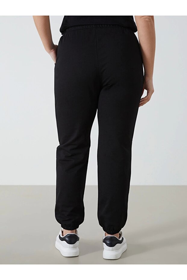 LCWAIKIKI Basic Siyah Kadın Beli Lastikli Düz Jogger Eşofman Altı - 8