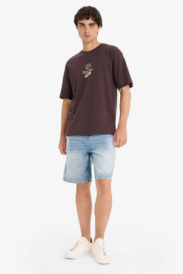 %100 Pamuk Straight Fit Jean Bermuda Şort F5532AX25SM - 4