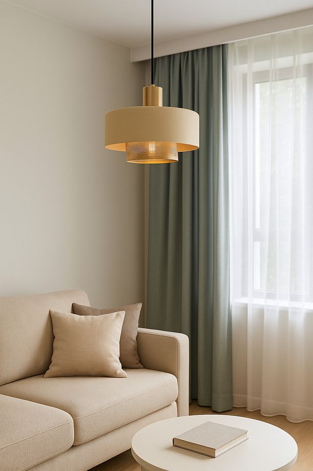 CopperLine Soft Edition – Kum Beji Gövde & Gold Izgara | Modern Klasik Sarkıt Avize - 3