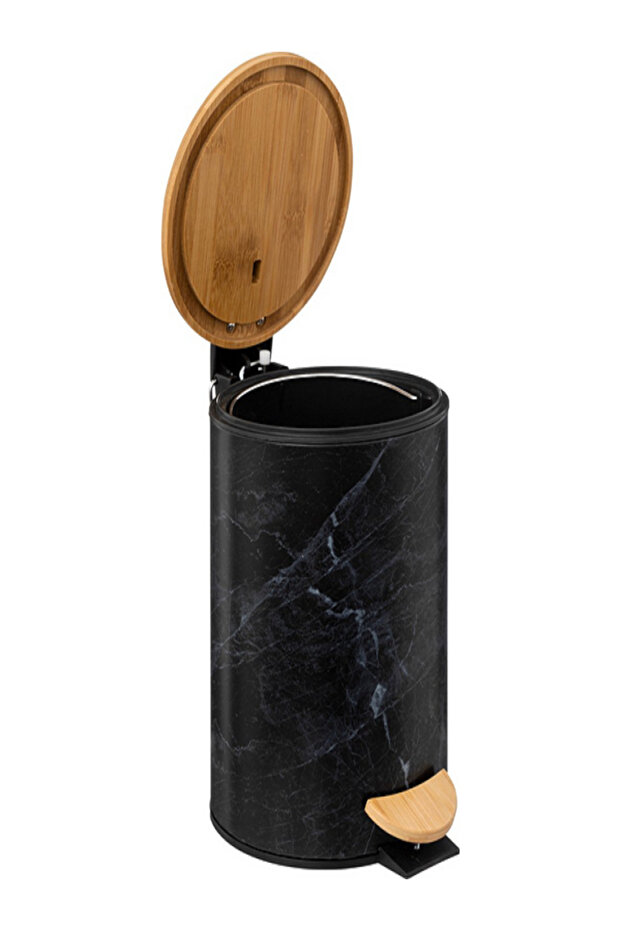 سلة مهملات ليا بدواسة لامعة بتأثير الرخام - 2