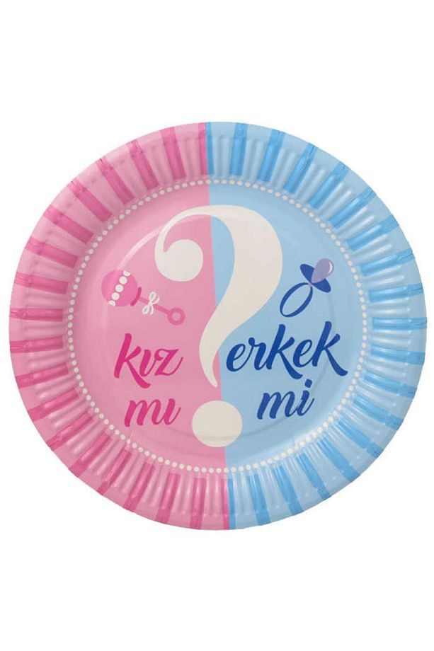 KIZ MI ? ERKEK Mİ ? BASKILI CİNSİYET PARTİSİ TEMALI KARTON TABAK - 8 ADET - 1