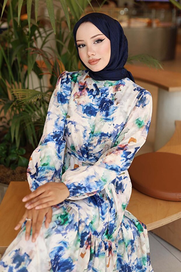 Rochie hijab cu model bleumarin 565 - 2