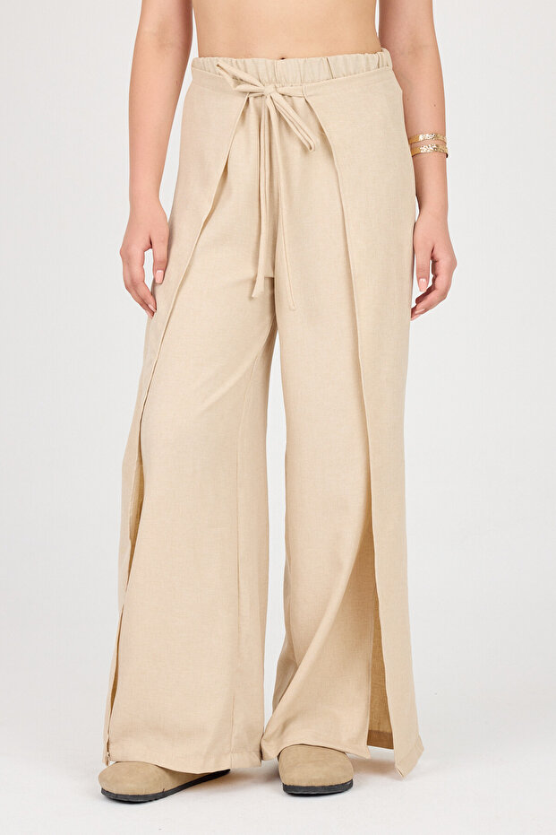 Slit Shalwar Trousers with Tie Detail