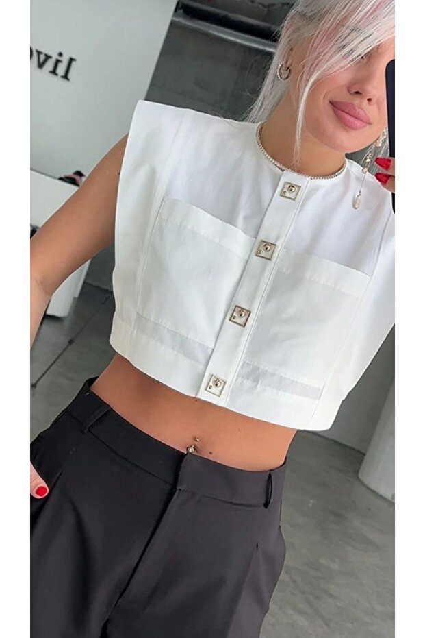 Tasarım Crop Gömlek - 2