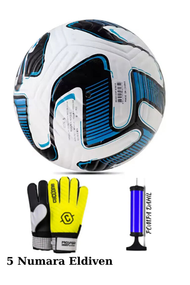 Janissary 5 Numara Eldiven + Mavi Extra Akademi Tasarımlı Futbol Topu Dikişli ( 5 NUMARA KALECİ ELDİVENİ )