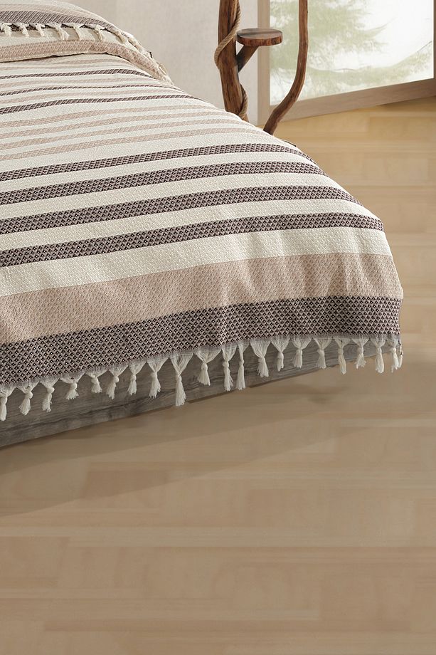 Çift Kişilik Natural Yatak Örtüsü Pike 210x240 - 3