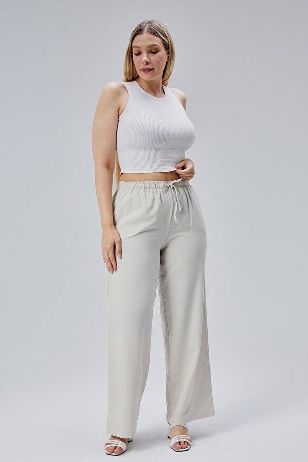 Linen Viscose Loose Fit Women's Trousers