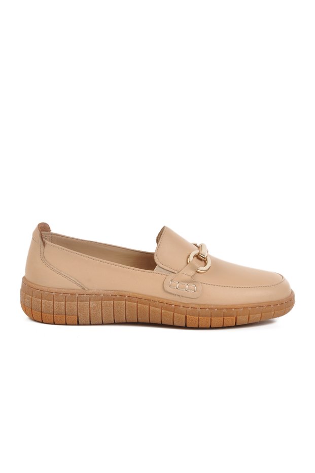 Beige Genuine Leather Anatomical Women's Casual Shoes Z078 Z