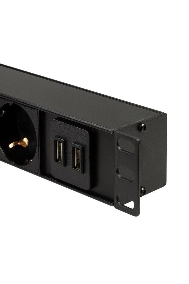 LOGILINK 1U PDU extension for 19 inch rack, 8 Schuko sockets, Schuko input - 5