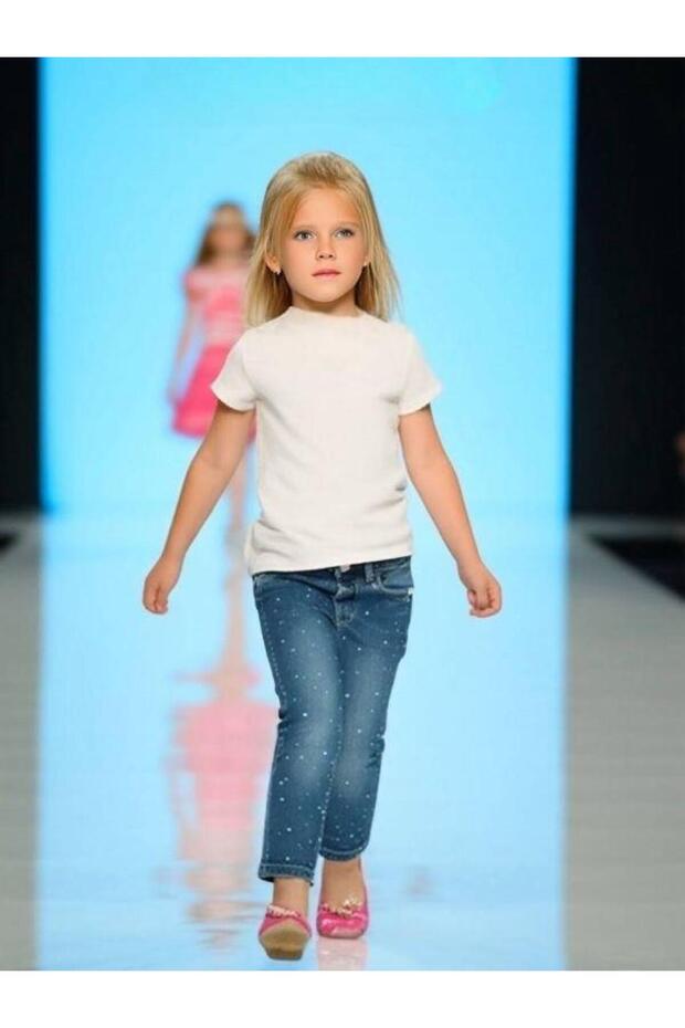 Baby Girl Stone Embroidered Stretchy Jeans