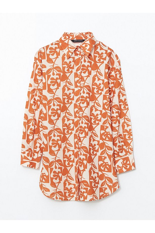 LCW Modest Desenli Oversize Kadın Gömlek Tunik - 5