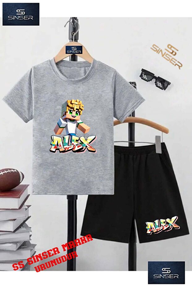 Kids Unisex “ Alex Character New “ Custom Printed Crew Neck T-Shirt - Shorts Set