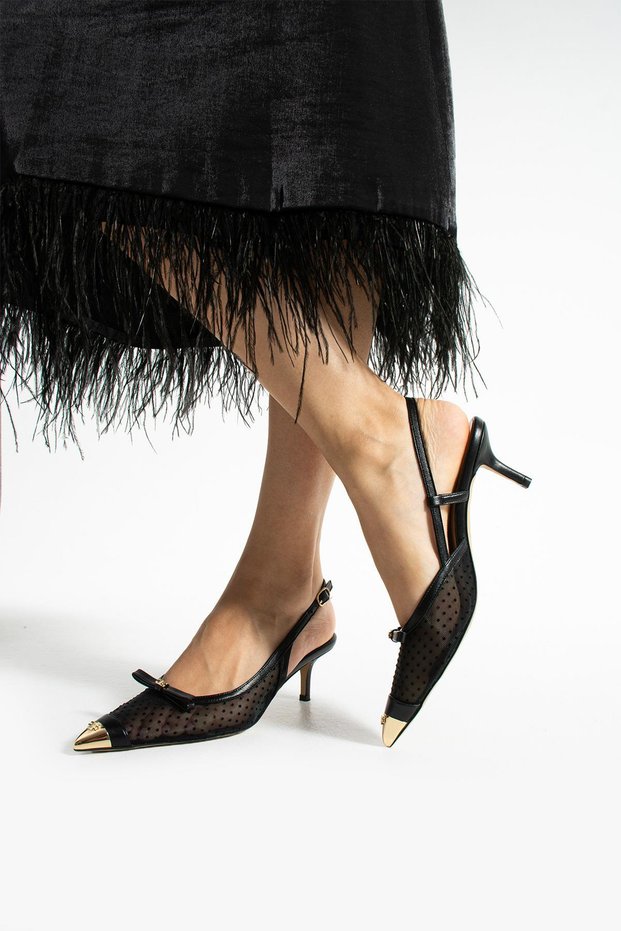 Women's Genuine Leather Heeled Shoes Black