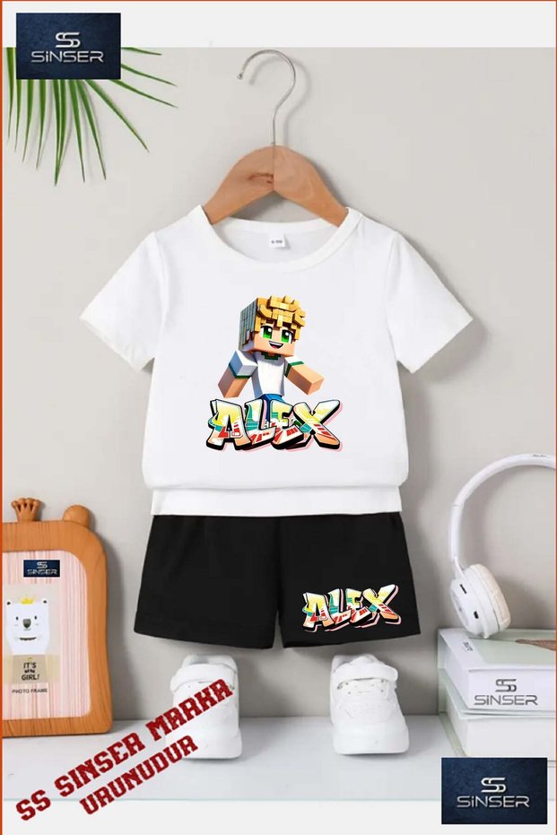 Kids Unisex “ Alex Character New “ Custom Printed Crew Neck T-Shirt - Shorts Set