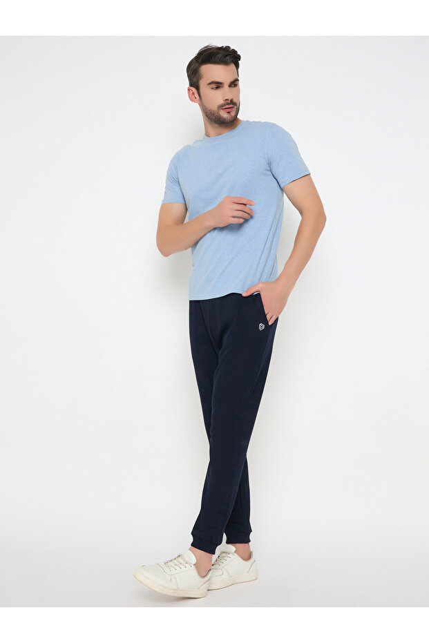 بنطال رياضي قطني سادة بحزام خصر مطاطي - 1