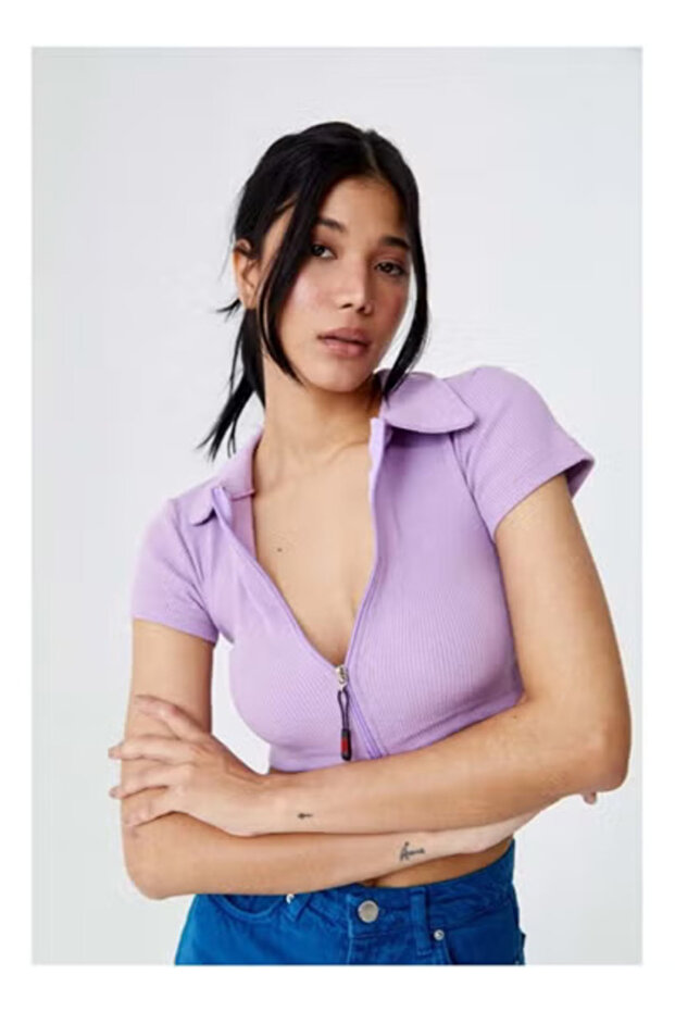 بلوزة قصيرة أرجوانية - 1