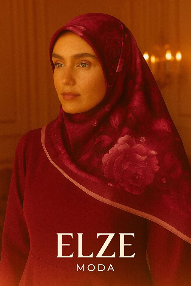 شال ناعم من الفسكوز بنقشة الورد - 1