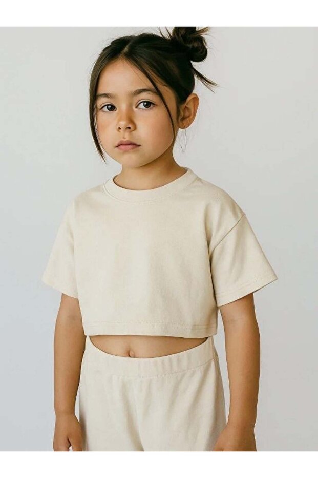 Κοριτσίστικο βαμβακερό μπλουζάκι Basic Crop - 4