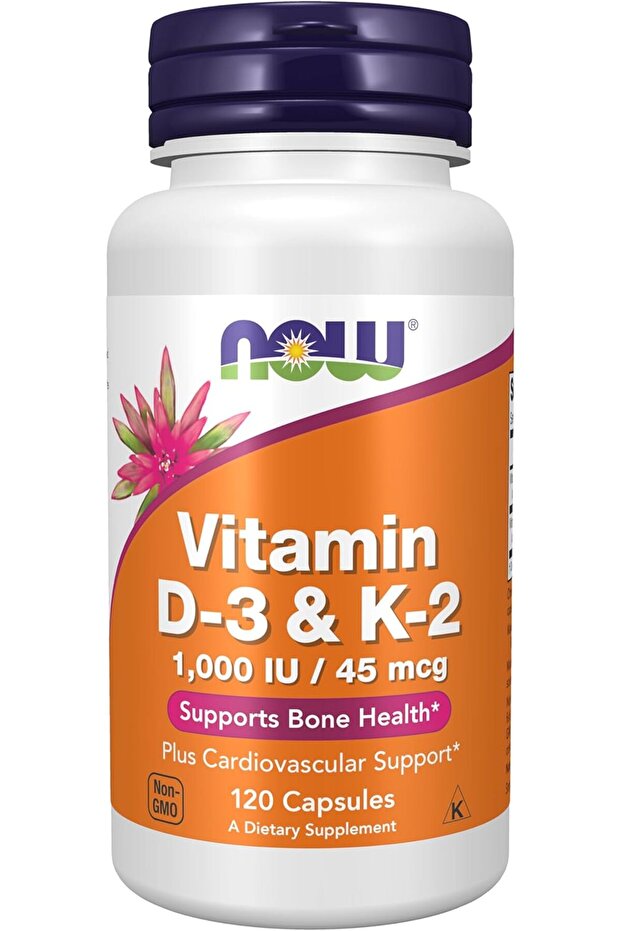 Vitamin D3 & K2, 1,000 IU/45 mcg, 120 Capsules